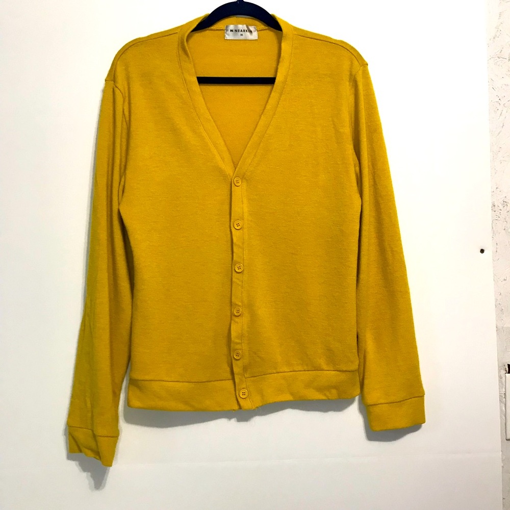 Nearkin Men’s Mustard Wool Blend Cardigan. M